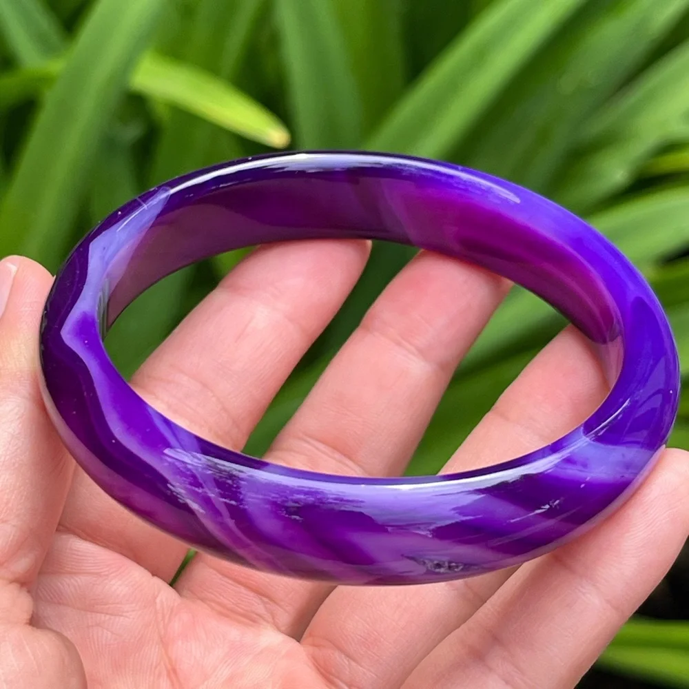 67mm Inner Diameter Druzy Purple Banded‎ Agate Bangle 0095